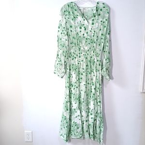 Tucker NYC Juliette Dress Yayo's breezy dots in kelly green Size L NWT